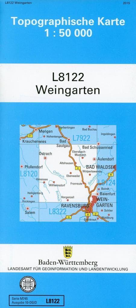 Topographische Karte Baden-Württemberg, Zivilmilitärische Ausgabe - Weingarten