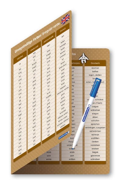 Unregelmäßige Verben / irregular Verbs - Zeitformen - 1 Doppelfeld mit Stift