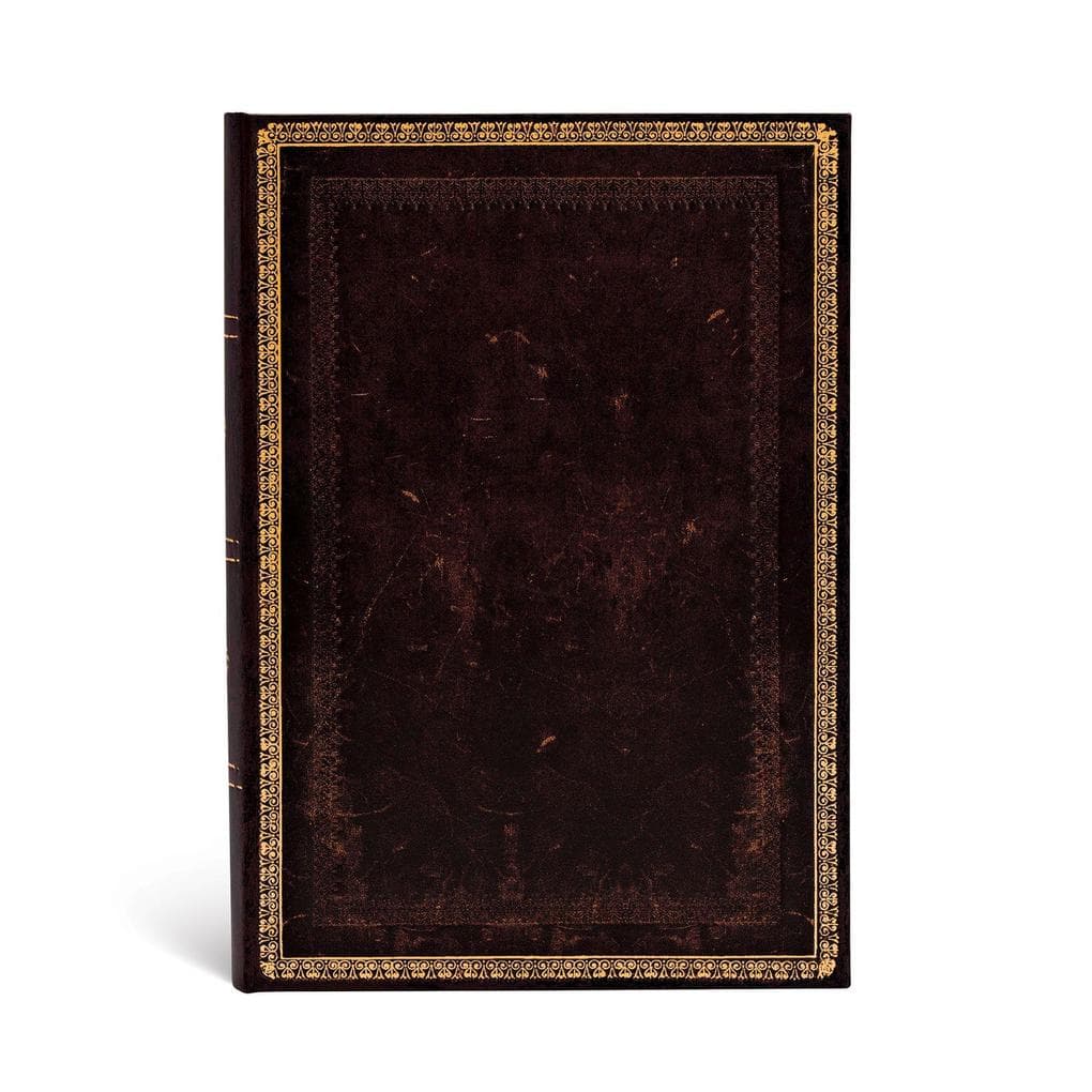 Notizbuch Paperblanks Schwarzes Marokkoleder Klapp-Version aus Faux-Leder Midi Lin
