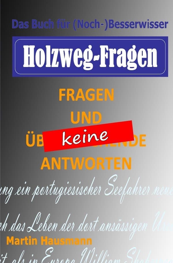 Holzweg-Fragen: Fragen und KEINE Antworten