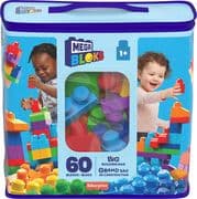 Mega Bloks - Bausteine-Beutel bunt (60 Teile), Steck-Bausteine Kinder, Bauklötze
