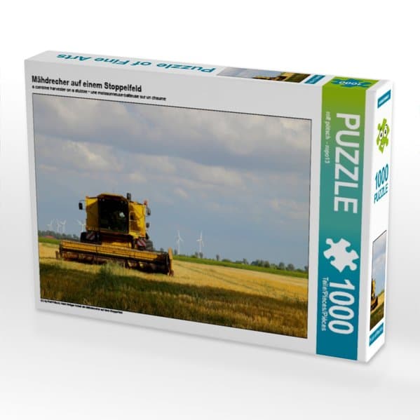 CALVENDO Puzzle Mähdrecher auf einem Stoppelfeld | 1000 Teile Lege-Größe 64x48cm Foto-Puzzle für glückliche Stunden