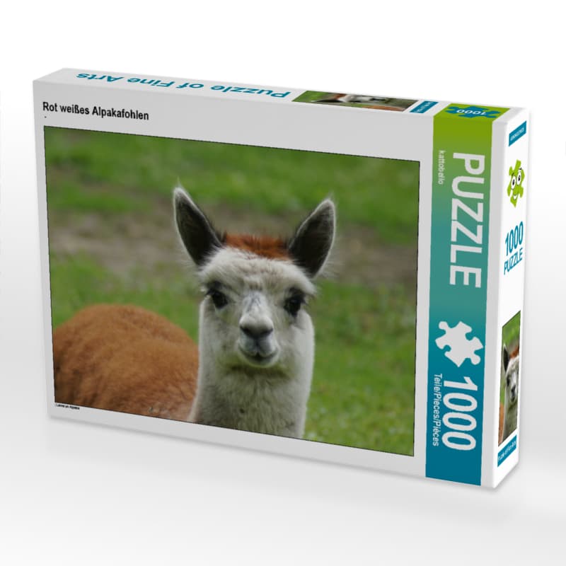 CALVENDO Puzzle Rot weißes Alpakafohlen 1000 Teile Lege-Größe 64 x 48 cm Foto-Puzzle Bild von kattob