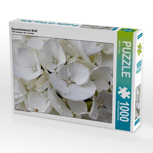 CALVENDO Puzzle Bauernhortensie Weiß | 1000 Teile Lege-Größe 64x48cm Foto-Puzzle für glückliche Stunden