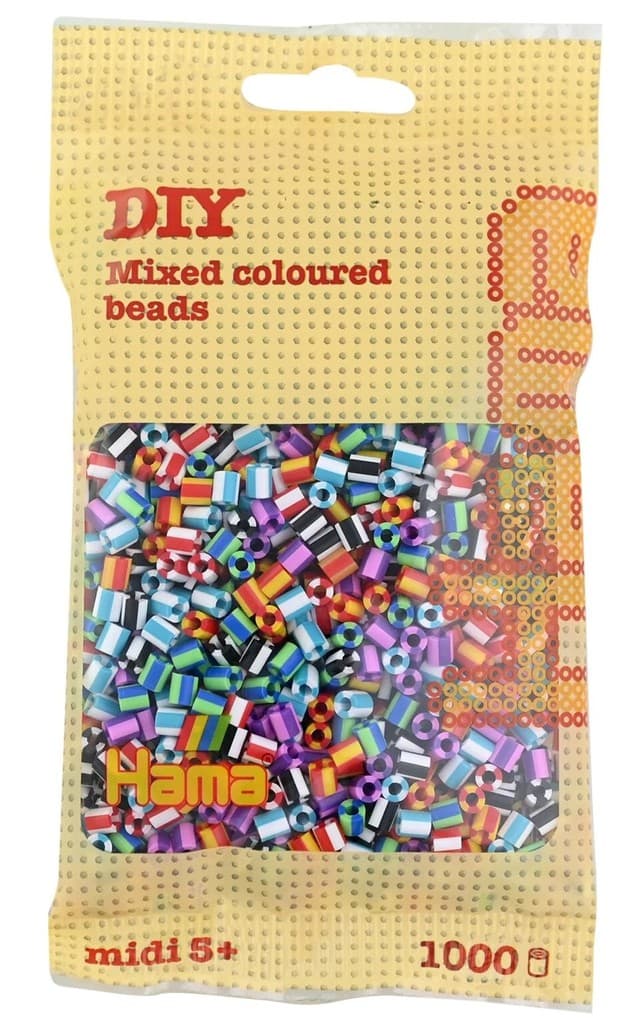 Hama 207-90 - DIY Bügelperlen Midi 5+, ca. 1000 Stück, Mix gestreift