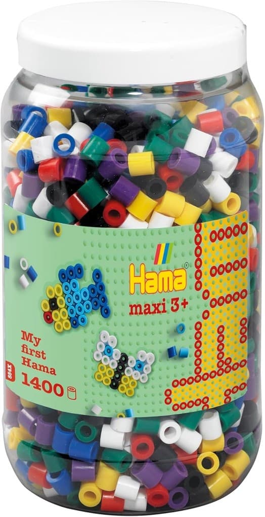Hama 8540 - My first Hama Bügelperlen Maxi 3+, Dose mit ca. 1400 Stück, Vollton Mix00