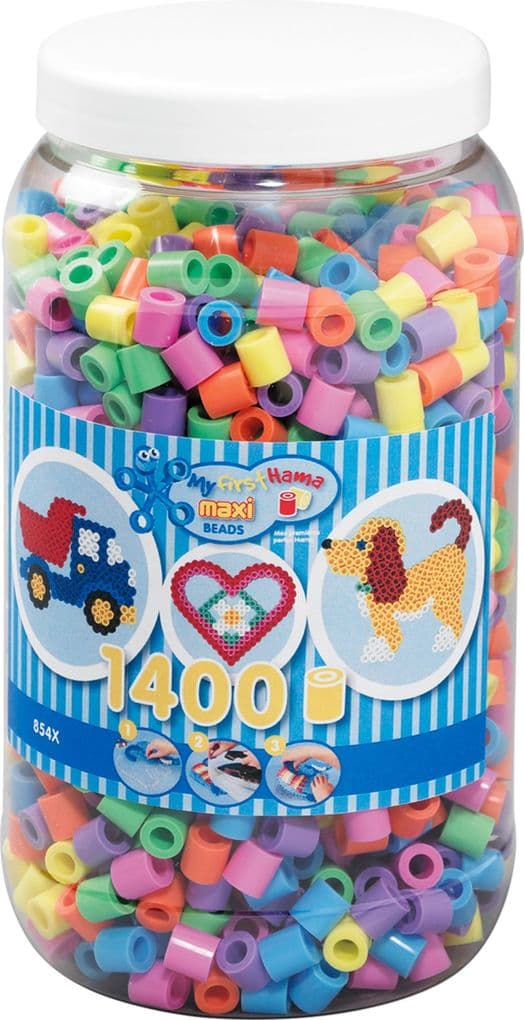 Hama 8541 - My first Hama Bügelperlen Maxi 3+, Dose mit ca. 1400 Stück, Pastell-Mix