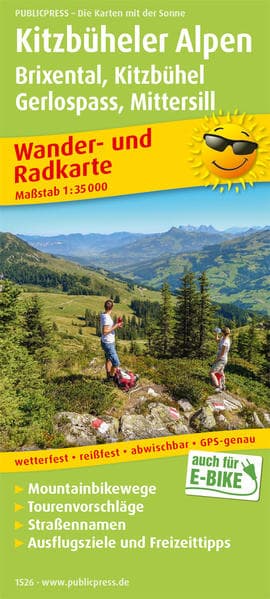 Kitzbüheler Alpen, Brixental - Kitzbühel, Gerlospass - Mittersill 1 : 35 000 Wander- und Radkarte