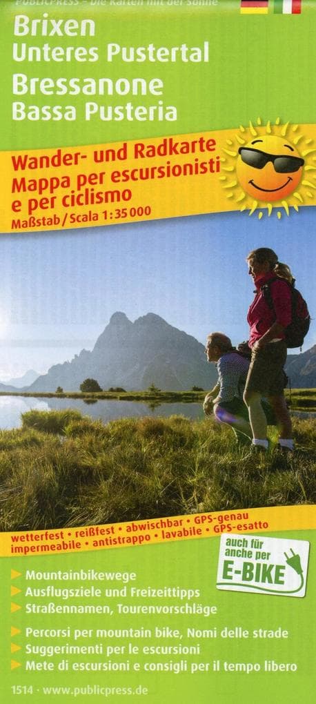 PublicPress Wander- und Radkarte Brixen, Unteres Pustertal / Bressanone, Bassa Pusteria