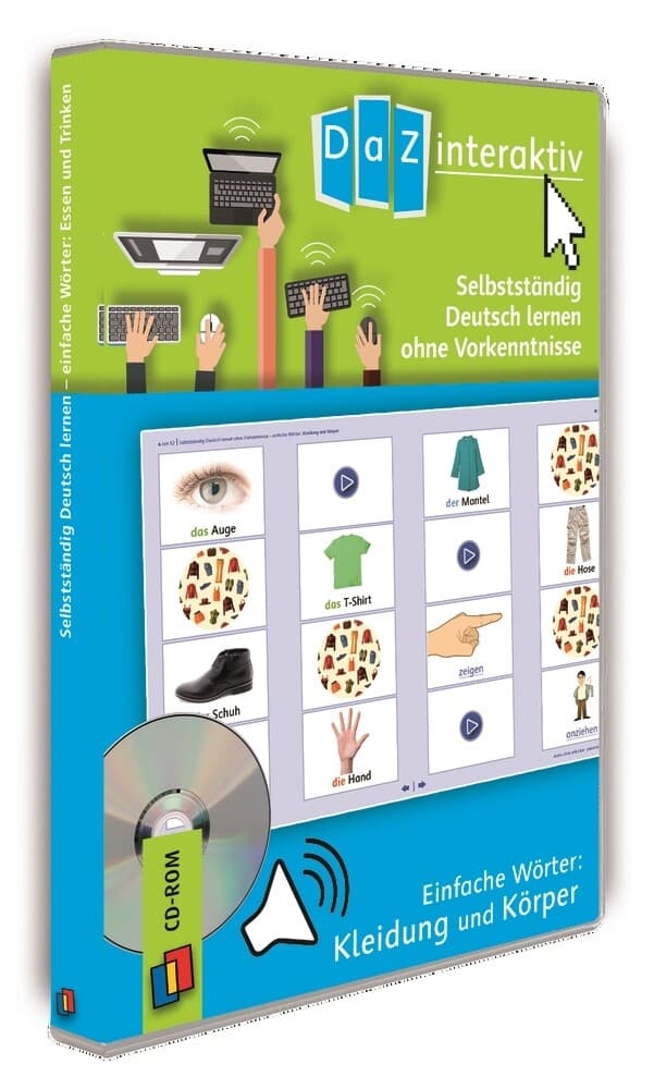 Selbstständig Deutsch lernen ohne Vorkenntnisse - einfache Wörter: Kleidung und Körper - Premium-Liz