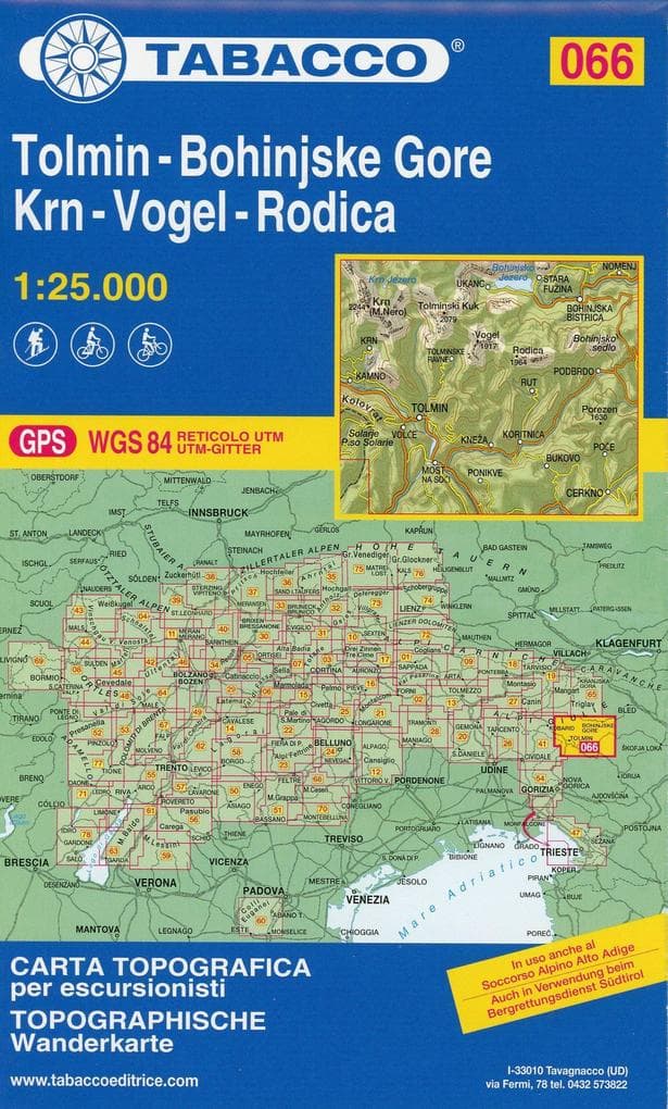 Tabacco Tolmin-Bohinjske Gore-Krn-Vogel-Rodica 1 : 25 000