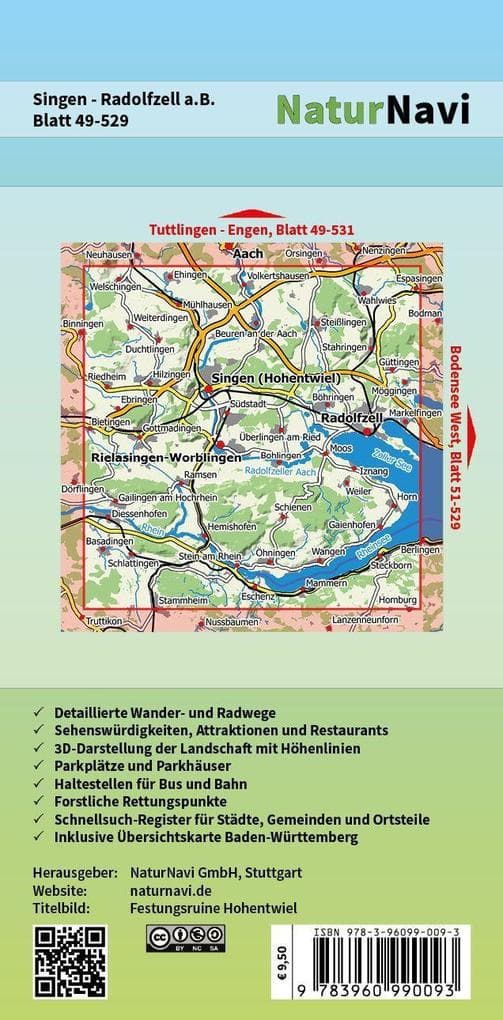 NaturNavi Wanderkarte mit Radwegen Singen - Radolfzell a.B.