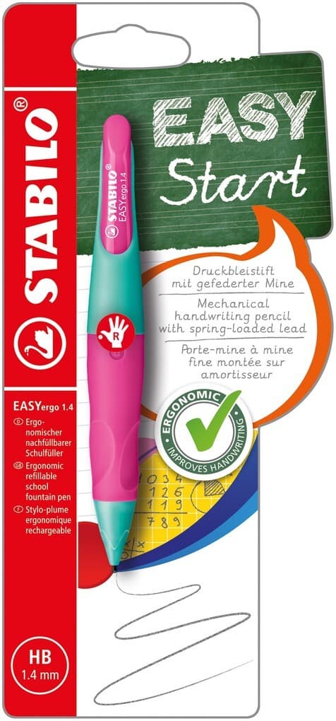 STABILO Druckbleistift EASYergo HB 1.4 türkis/neonpink für Rechtshänder
