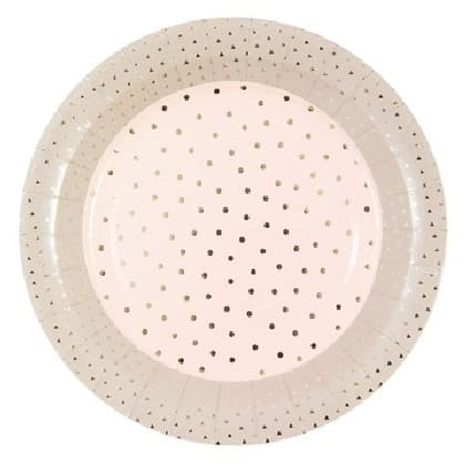 Pappteller Konfetti rosa, 22,5 cm