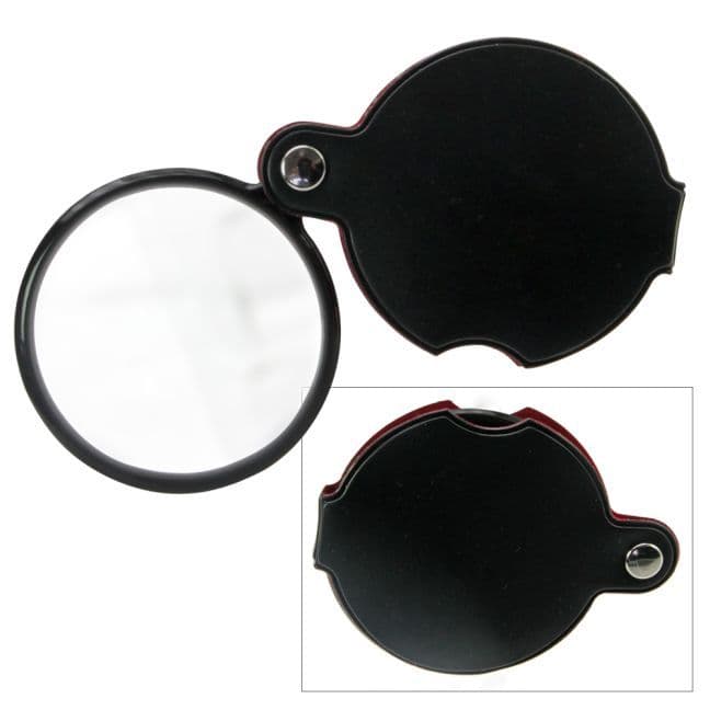 Einschlaglupe, Vergrößerung 3,5 fach, Linse echt Glas, Durchmesser 50 mm, wattiertes Etui