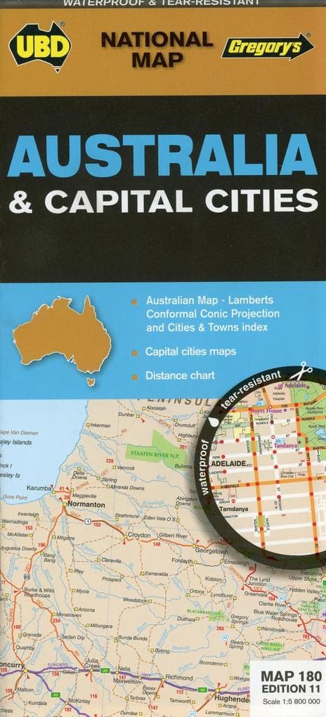 Australia & Cities Map 180 11th ed (waterproof)