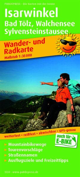 Publicpress Rad- und Wanderkarte Isarwinkel, Bad Tölz, Walchensee, Sylvensteinstausee 1:35.000