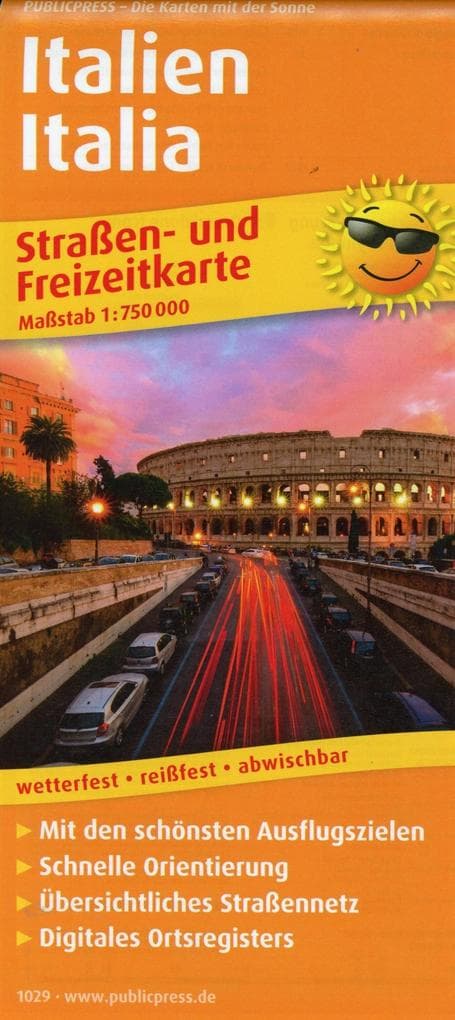 PUBLICPRESS Straßen- und Freizeitkarte Italien