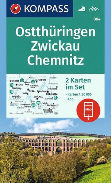 KOMPASS Wanderkarten-Set 804 Ostthüringen, Zwickau, Chemnitz (2 Karten) 1:50.000