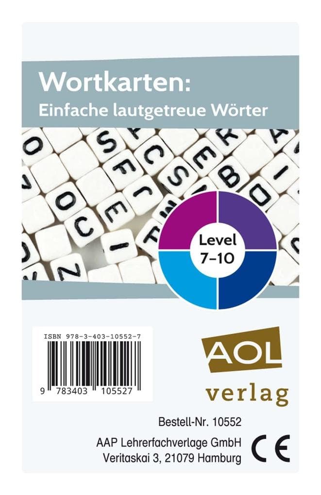 Wortkarten: Einfache lautgetreue Wörter - Level 7-10 (Kartenspiel)