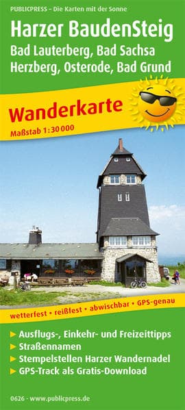 Harzer BaudenSteig, Bad Lauterberg, Bad Sachsa, Herzberg, Osterode, Bad Grund 1:30 000