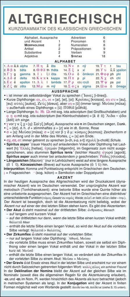 Altgriechisch - Kurzgrammatik des klassischen Griechischen. Die komplette Grammatik anschaulich und verständlich dargestellt