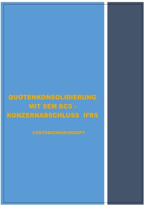 SONDERTHEMENBEHANDLUNG - MIT SEM BCS - IM RAHMEN DER ERSTELLUNG KONZERNABSCHLUSS IFRS: CUSTOMIZINGKONZEPT - QUOTENKONSOLIDIERUNG - ERP/ECC-ANBINDUNG AN SEM-BCS - RESTATEMENT - PURCHASE-PRICE ALLOCATION (PPA)
