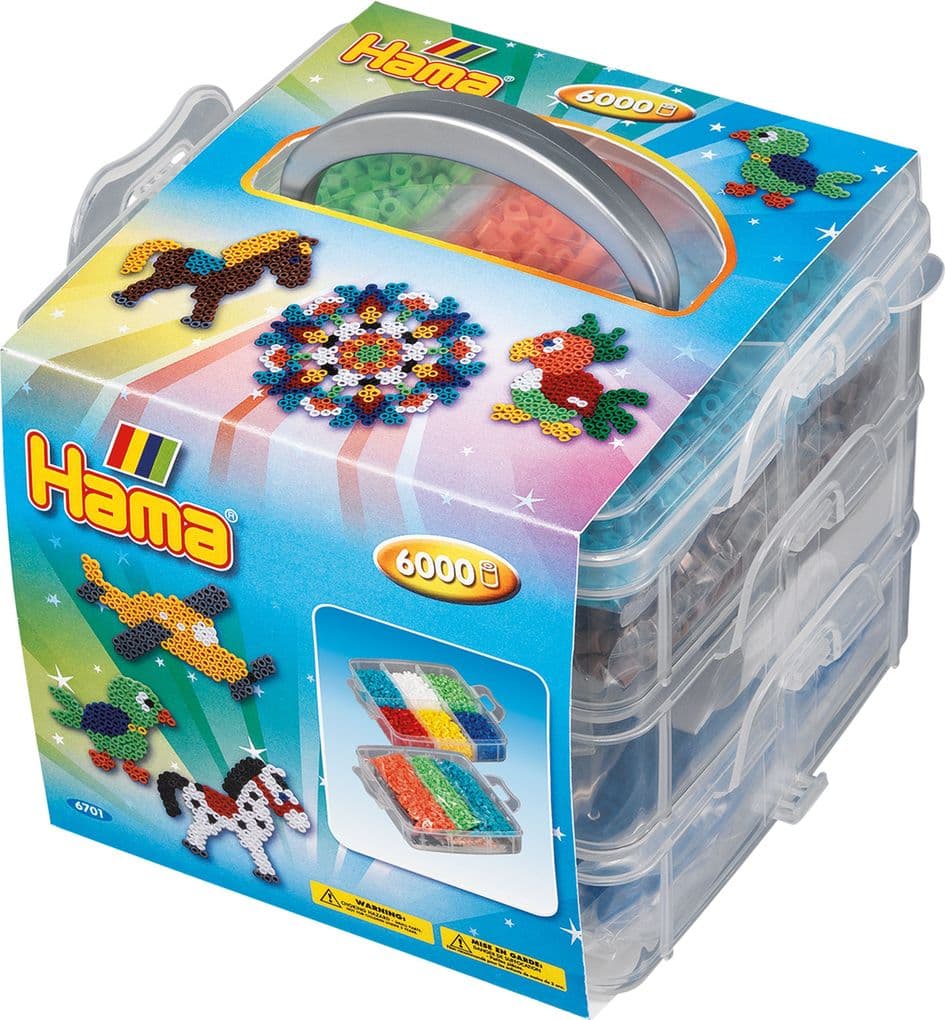Hama 6701 - Sortierbox mit ca. 6000 Midi-Bügelperlen, 3 Stiftplatten und Zubehör