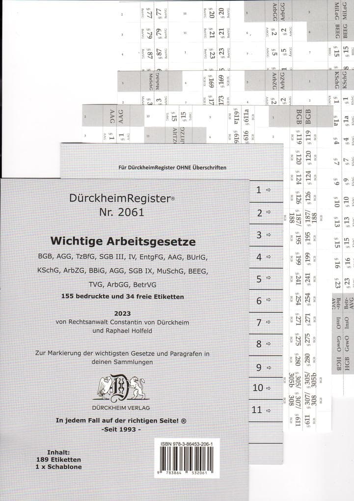 DürckheimRegister® ARBEITSGESETZE (2023)