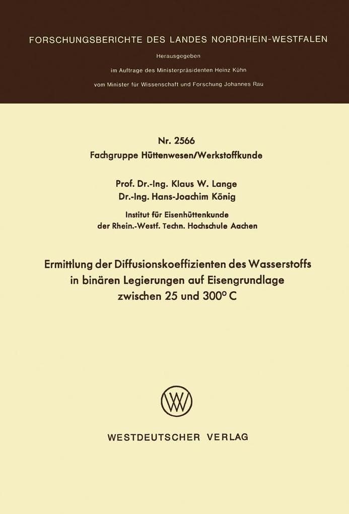 Ermittlung der Diffusionskoeffizienten des Wasserstoffs in binären Legierungen auf Eisengrundlage zwischen 25 und 300°C