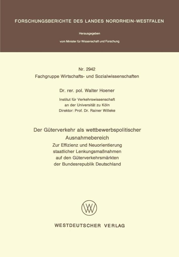 Der Güterverkehr als wettbewerbspolitischer Ausnahmebereich