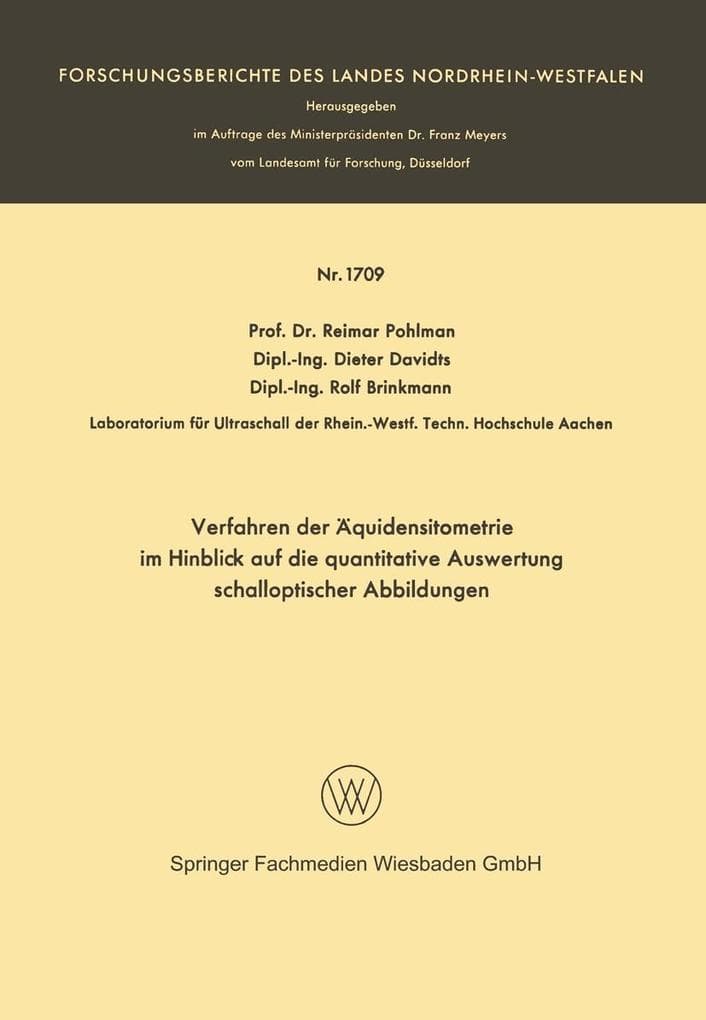 Verfahren der Äquidensitometrie im Hinblick auf die quantitative Auswertung schalloptischer Abbildungen