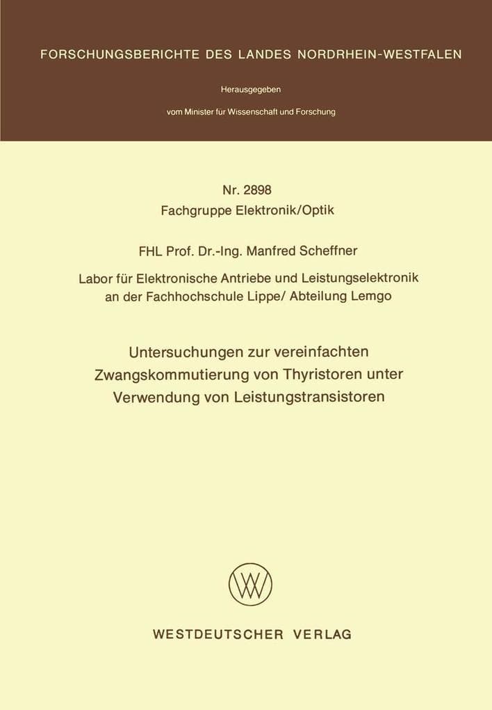 Untersuchungen zur vereinfachten Zwangskommutierung von Thyristoren unter Verwendung von Leistungstransistoren