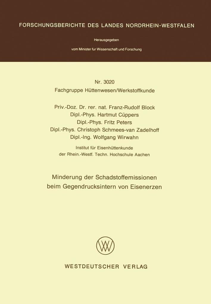 Minderung der Schadstoffemissionen beim Gegendrucksintern von Eisenerzen