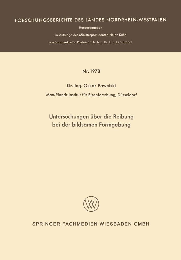 Untersuchungen über die Reibung bei der bildsamen Formgebung