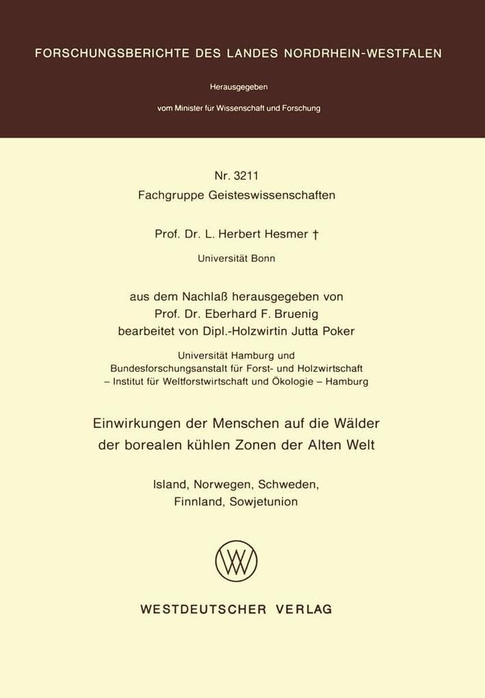 Einwirkungen der Menschen auf die Wälder der borealen kühlen Zonen der Alten Welt