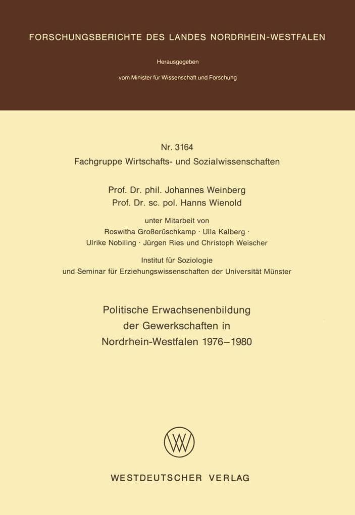 Politische Erwachsenenbildung der Gewerkschaften in Nordrhein-Westfalen 1976 - 1980