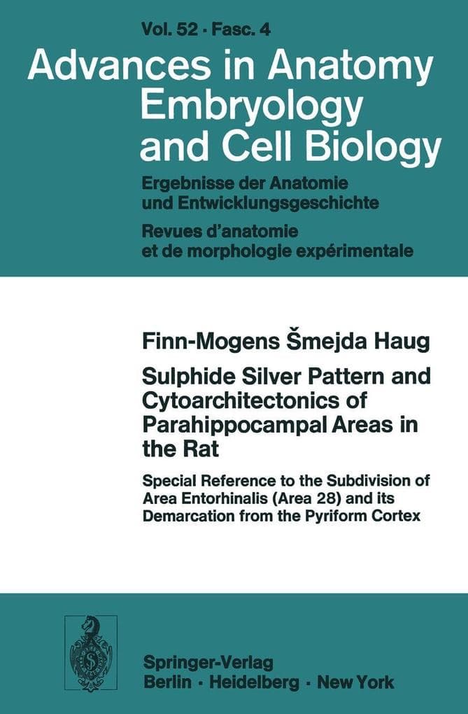 Sulphide Silver Pattern and Cytoarchitectonics of Parahippocampal Areas in the Rat