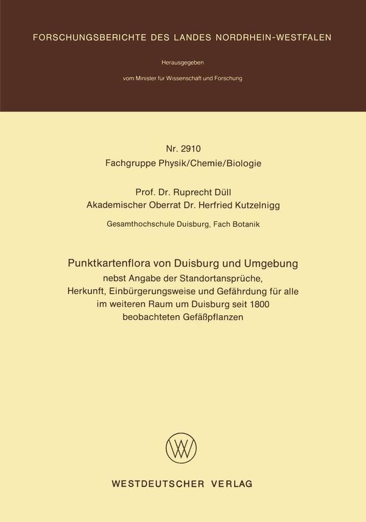 Punktkartenflora von Duisburg und Umgebung