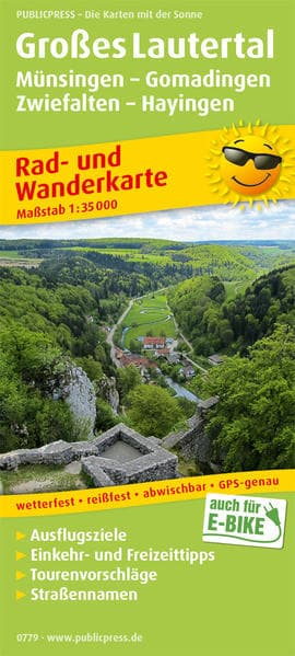 Großes Lautertal, Münsingen - Gomadingen - Zwiefalten - Hayingen 1:35 000