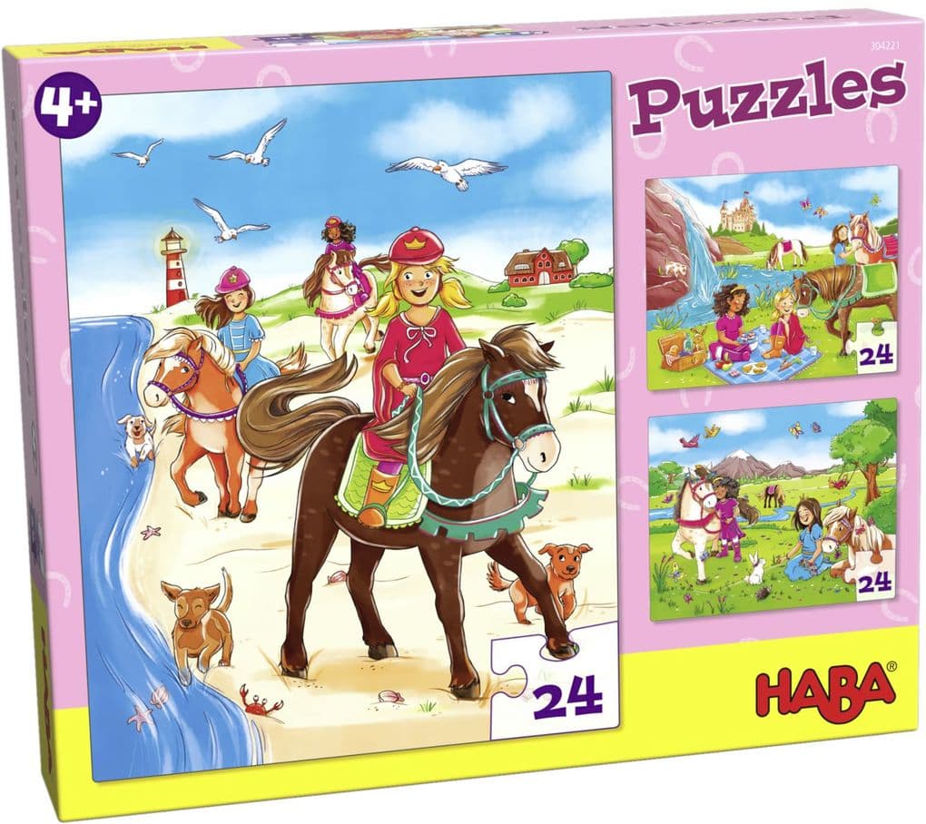 Puzzles Pferdefreundinnen. 3 Motive je 24 Teile