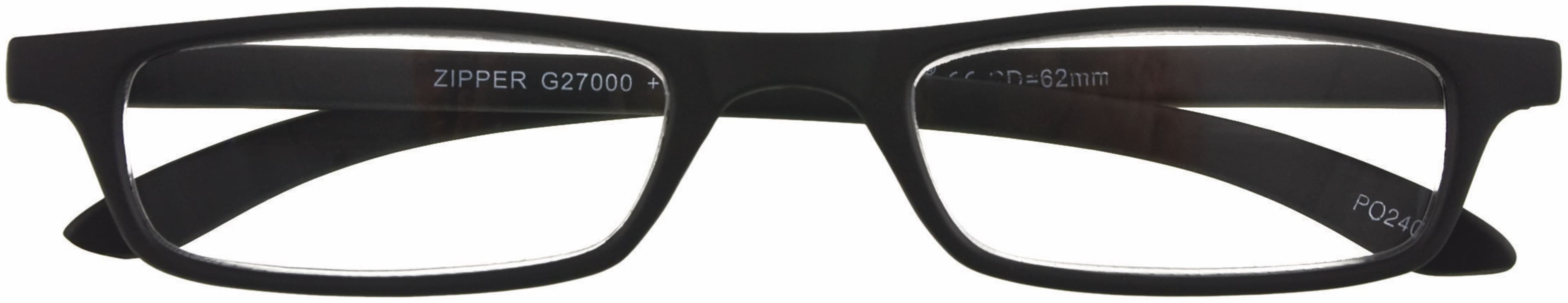 Lesebrille ZIPPER, schwarz, +3.00 dpt mit Etui