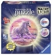 Pferde am Strand, Nachtlicht 3D Puzzle-Ball 72 Teile