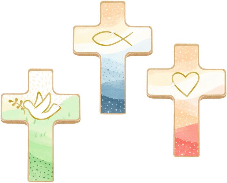 Coppenrath - Christl. Geschenke - Holzkreuz auf Büchl.: Du bist geborgen in Gottes Hand, sort.