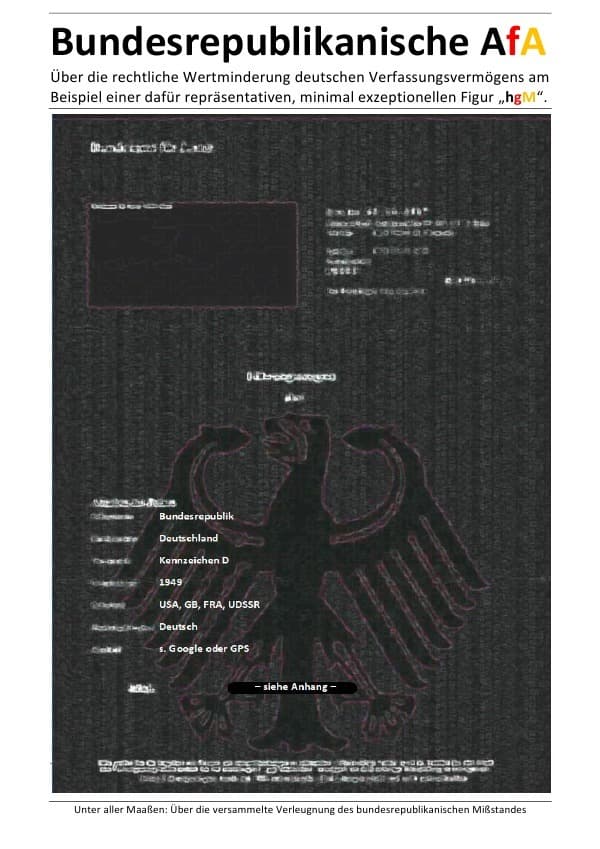 Bundesrepublikanische AfA - Beispiel einer dafür repräsentativen, minimal exzeptionellen Figur "hgM": Unter aller Maaßen: Über die versammelte Verleugnung des bundesrepublikanischen Mißstandes