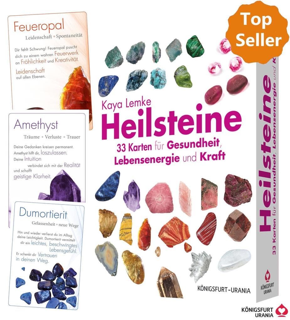 Heilsteine: Set mit Booklet und 33 Karten für Gesundheit, Kraft und Lebensenergie