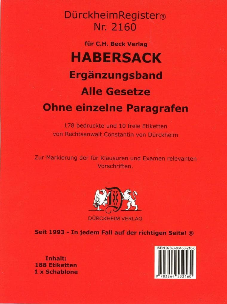 DürckheimRegister® Ergänzungsband alleGesetze