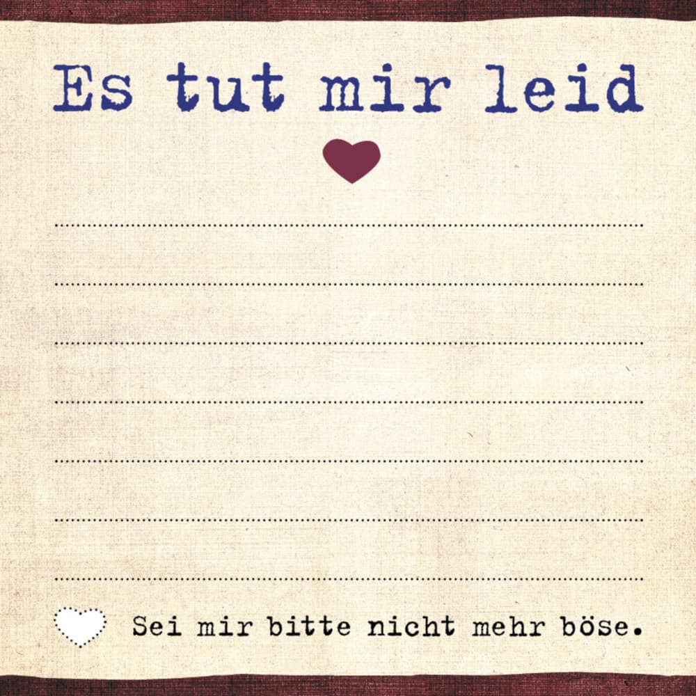 Was ich an dir liebe: Es tut mir leid - Klebezettel