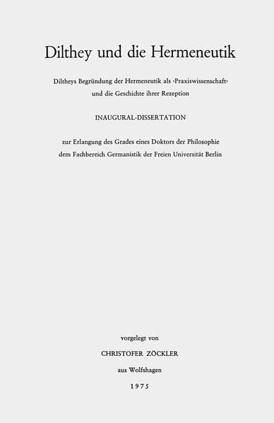 Dilthey und die Hermeneutik