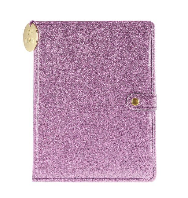 Snap Journal: Purple Glitter - Hardcover-Notizbuch/Tagebuch/Memo mit stabiler Ringbindung und Druckk